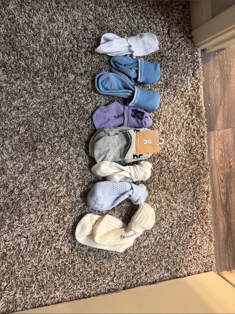 Lot of 10 pairs of socks - On, Bombas, Adidas and Bearpaw